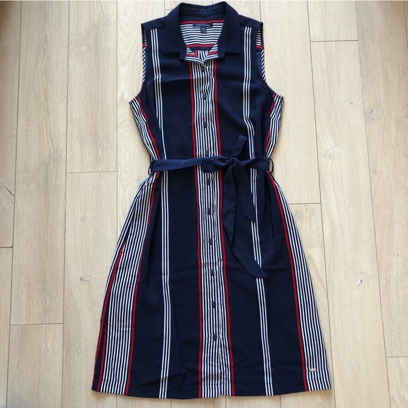 Tommy Hilfiger Sleeveless Button Up Dress in Navy Size S - Picture 1 of 14
